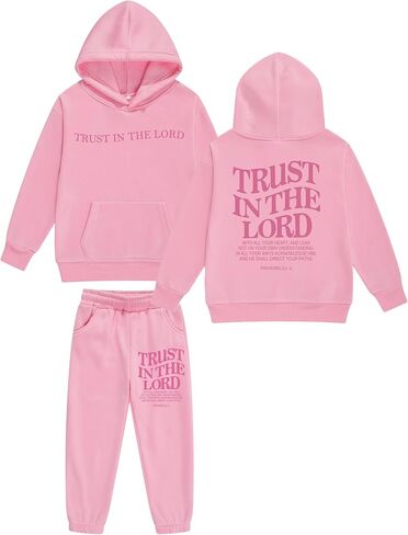 Boys Girls Christian Religious 2 Piece Sweatsuit Kids God Jesus Bible Verse Faith Hoodie Pants Set 4-10 Years/Toddler in Saudi Arabia