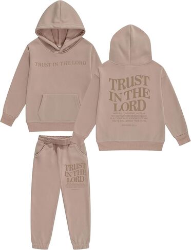 Boys Girls Christian Religious 2 Piece Sweatsuit Kids God Jesus Bible Verse Faith Hoodie Pants Set 4-10 Years/Toddler in Saudi Arabia