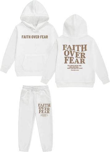 Boys Girls Christian Religious 2 Piece Sweatsuit Kids God Jesus Bible Verse Faith Hoodie Pants Set 4-10 Years/Toddler in Saudi Arabia