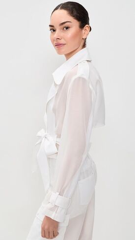 alice + olivia Women's Keith Sheer Combo Cropped Trench with Belt in Kuwait