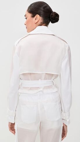 alice + olivia Women's Keith Sheer Combo Cropped Trench with Belt in Kuwait