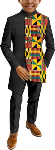 African Suits Boys 2 Piece Set Jacket & Pants Long Sleeve Dashiki Outfit Nigerian Attire Clothing in Saudi Arabia