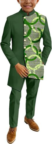African Suits Boys 2 Piece Set Jacket & Pants Long Sleeve Dashiki Outfit Nigerian Attire Clothing in Saudi Arabia
