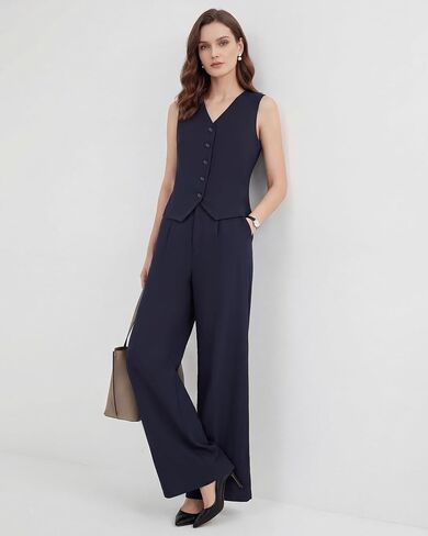 Women's 2 Piece Vest Pants Suits - Wrinkle-Free Waistcoat High End Business Dressy Outfits Formal Casual Pants Sets in Saudi Arabia