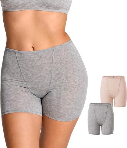 Natrelax Boxer Briefs High Waisted Boy Shorts Underwear for Women Soft Stretch Full Coverage Boyshort 2 Pack in Saudi Arabia