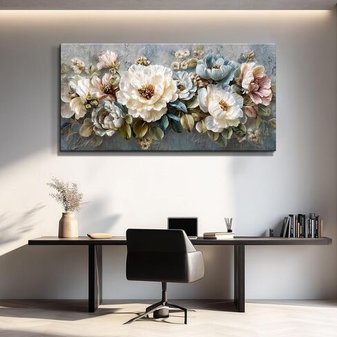 WLWBINTING Floral Vintage Wall Art,Wall Decor For Bedroom Large Flower Picture Farmhouse Decorations,Retro Flower Painting Canvas Prints Artwork For Walls,Above Bed Room Living Room Home Decor 40"X20" in Saudi Arabia