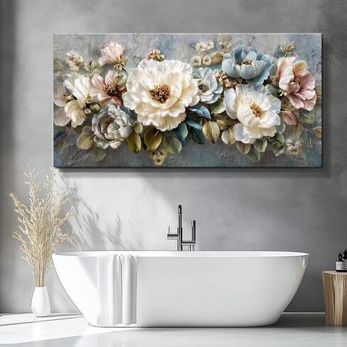 WLWBINTING Floral Vintage Wall Art,Wall Decor For Bedroom Large Flower Picture Farmhouse Decorations,Retro Flower Painting Canvas Prints Artwork For Walls,Above Bed Room Living Room Home Decor 40"X20" in Saudi Arabia