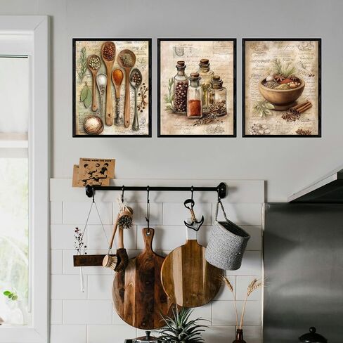 FLORIXA Vintage Kitchen Herbs Wall Art Prints, 8 x 10 Inch Unframed Set of 12 – Botanical Herb Illustrations for Kitchen Dining Room Restaurant Decor, Gift for Chef Cook in Saudi Arabia