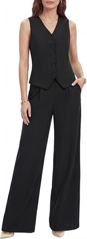 Women's 2 Piece Vest Pants Suits - Wrinkle-Free Waistcoat High End Business Dressy Outfits Formal Casual Pants Sets in Saudi Arabia