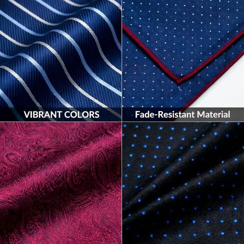 Handkerchiefs for Men 6 Pcs - Mens Silk Pocket Squares Handkerchiefs for Face, Hands, Body, Men & Women - Sports, and Work, Classic Reusable Men's Handkerchief, 9.8 x 9.8Inch Pocket Hanky in Saudi Arabia