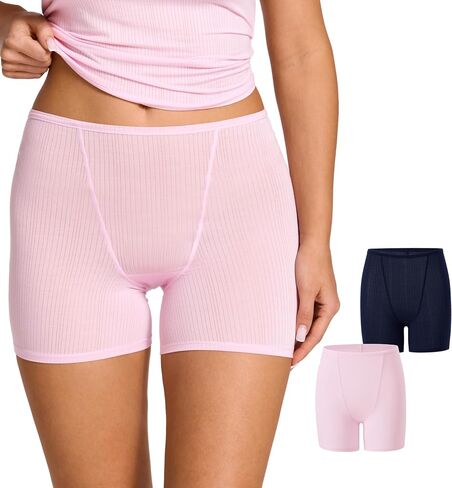 Natrelax Boxer Briefs High Waisted Boy Shorts Underwear for Women Soft Stretch Full Coverage Boyshort 2 Pack in Saudi Arabia