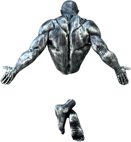 Man Coming Out of Wall Statue, 12.5" / 32 cm, Wall Sculpture, Wall Art, Statue Decor (Silver) in Saudi Arabia