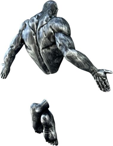 Man Coming Out of Wall Statue, 12.5" / 32 cm, Wall Sculpture, Wall Art, Statue Decor (Silver) in Saudi Arabia