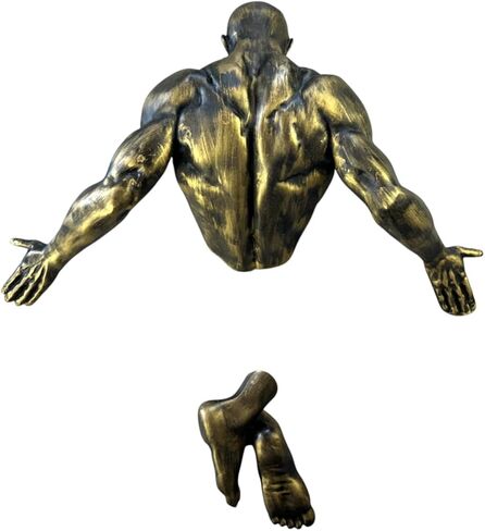 Man Coming Out of Wall Statue, 12.5" / 32 cm, Wall Sculpture, Wall Art, Statue Decor (Silver) in Saudi Arabia