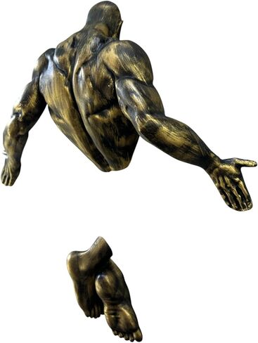 Man Coming Out of Wall Statue, 12.5" / 32 cm, Wall Sculpture, Wall Art, Statue Decor (Silver) in Saudi Arabia