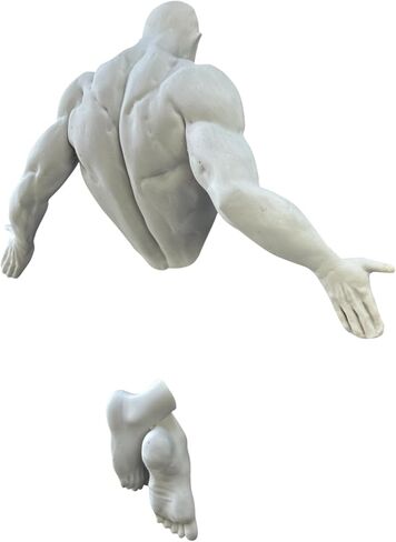 Man Coming Out of Wall Statue, 12.5" / 32 cm, Wall Sculpture, Wall Art, Statue Decor (Silver) in Saudi Arabia