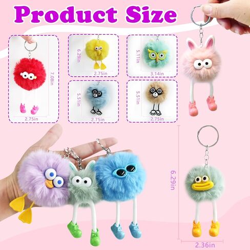 APZ 24 Pcs Cute Kawaii Keychains Plush Keychain Goodie Bags Classroom Prizes Party Favors for Birthday Class Valentines Day Gifts in Saudi Arabia