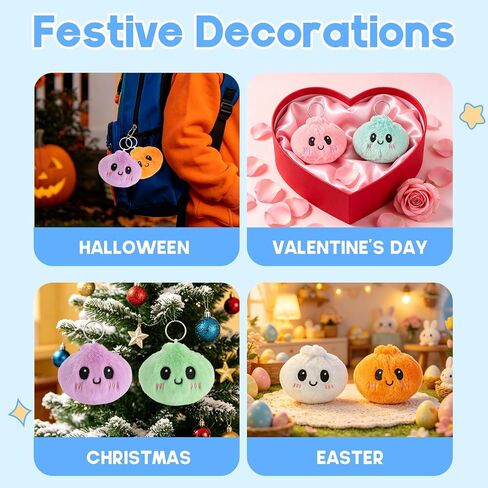 vizethru Dumplings Squishy Plush Keychain,Plush dumplings toys collectible,Dumpling stuffed animal for Party Favors & Collectibles(6 pcs) in Saudi Arabia