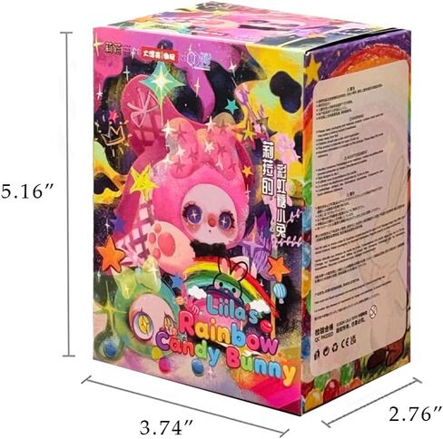 Liila's Rainbow Candy Bunny Series Cute Plush keychain Blind Box (1 of 14 Possible Styles) Liila Key Ring Collectible Birthday Gifts (V1-1Pc Blind Box) in Kuwait