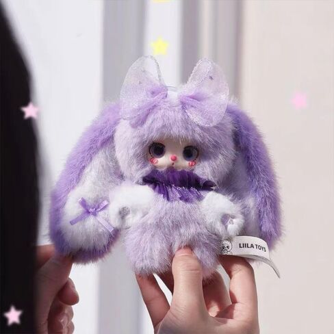 Liila's Rainbow Candy Bunny Series Cute Plush keychain Blind Box (1 of 14 Possible Styles) Liila Key Ring Collectible Birthday Gifts (V1-1Pc Blind Box) in Kuwait