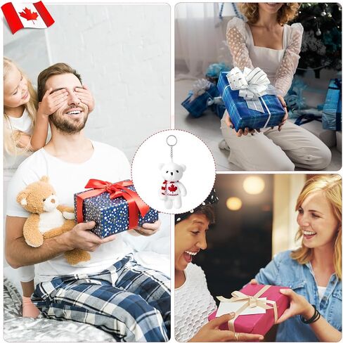 Unittype 6pcs Canada Keychain Maple Leaf Polar Bear Keychain Plush Charm Key Rings Decorative Key Holder for Bag Canada Day Party Favors in Kuwait