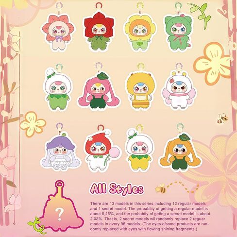 Baby Three Where Is Spring Series Cute Plush keychain Blind Box (1 of 13 Possible Styles) Baby Three Key Ring Collectible Birthday Gifts (1Pc Blind Box) in Kuwait