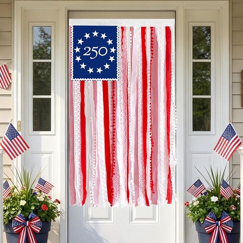 4th of July Decorations 4 x 2.3 Ft Rag American Flag Banner Memorial Day Patriotic Decor Fourth of July Independence Day Supplies 250th Anniversary Accessories for Indoor Outdoor Yard in Kuwait