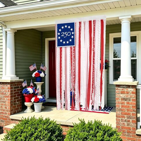 4th of July Decorations 4 x 2.3 Ft Rag American Flag Banner Memorial Day Patriotic Decor Fourth of July Independence Day Supplies 250th Anniversary Accessories for Indoor Outdoor Yard in Kuwait