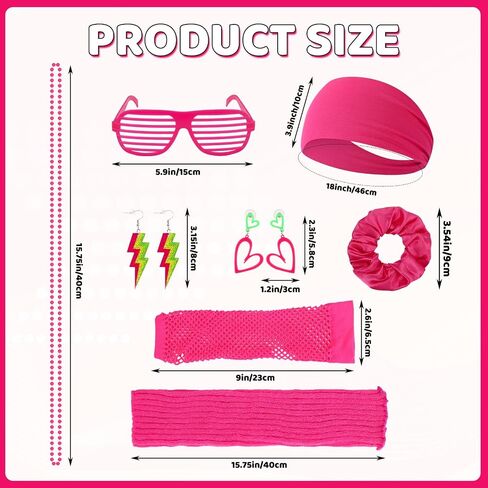 JATEBI 2 Set 80s 90s Neon Costume Accessories for Women 1980s Neon Headbands Earrings Scrunchies Leg Warmers Party Outfit Set for 80s 90s Theme Party Fancy Dress Masquerade in Kuwait