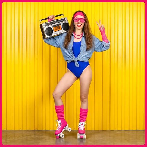 JATEBI 2 Set 80s 90s Neon Costume Accessories for Women 1980s Neon Headbands Earrings Scrunchies Leg Warmers Party Outfit Set for 80s 90s Theme Party Fancy Dress Masquerade in Kuwait