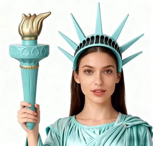 Statue of Lliberty Costume Lady Crown and Torch, for Women Accessories Halloween Cosplay Blue in Saudi Arabia