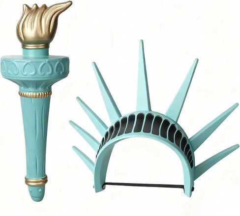 Statue of Lliberty Costume Lady Crown and Torch, for Women Accessories Halloween Cosplay Blue in Saudi Arabia