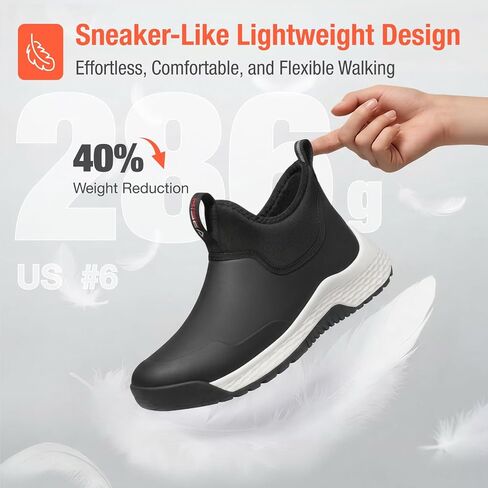 HISEA Women's Ankle Rain Boots, Waterproof Garden Shoes Chelsea Rain Booties, Slip-On Neoprene Working Mud Shoes, Lightweight Rubber Boots for Walking Yard Outdoors in Kuwait