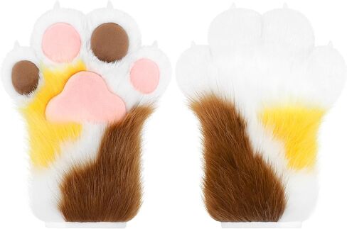 واقعية Colorblock القطط باو قفازات أفخم Fursuit مخلب مخلب قفازات الكبار تأثيري حلي التبعي in Saudi Arabia