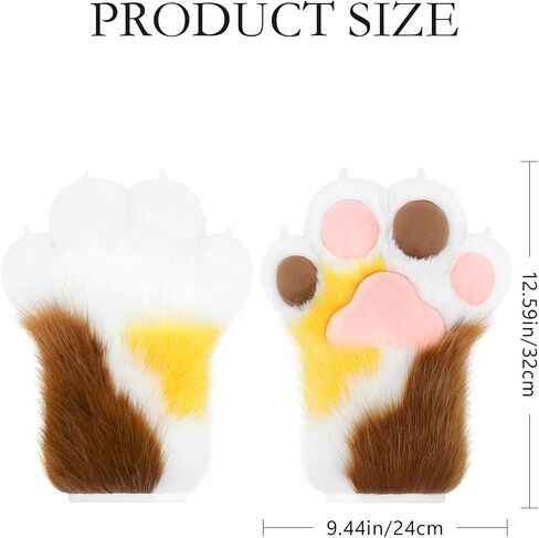 واقعية Colorblock القطط باو قفازات أفخم Fursuit مخلب مخلب قفازات الكبار تأثيري حلي التبعي in Saudi Arabia