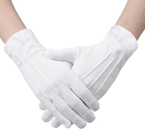 Cotton White Gloves, Short White Glove With Grip Snap Cuff Non-Slip, Formal Honor Guard Gloves For Men And Women in Kuwait
