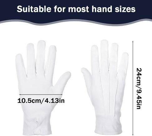 Cotton White Gloves, Short White Glove With Grip Snap Cuff Non-Slip, Formal Honor Guard Gloves For Men And Women in Kuwait