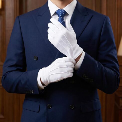 Cotton White Gloves, Short White Glove With Grip Snap Cuff Non-Slip, Formal Honor Guard Gloves For Men And Women in Kuwait