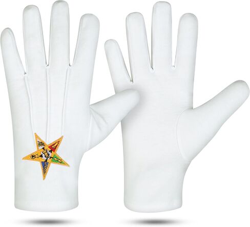 SialkotCrafts Premium Masonic Oes Cotton Gloves Order Of Eastern Star Embroidered Logo 12 Pair Of Gloves (One Size Fits All) in Saudi Arabia