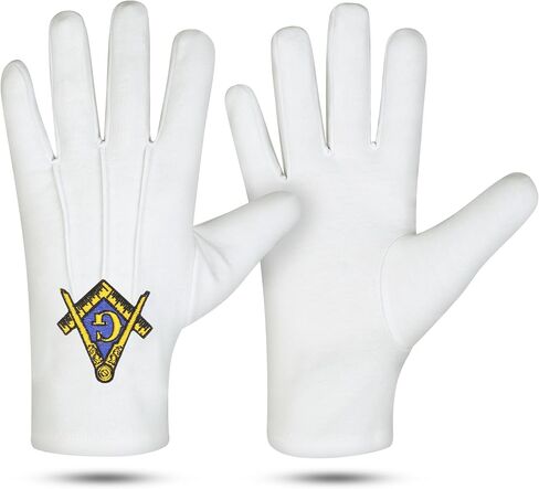 Premium Breathable Masonic Regalia pair of gloves – 100% Cotton White Gloves pair with Square & Compass “G" Embroidered Logo – Official Authentic Freemason Gloves pair in Saudi Arabia