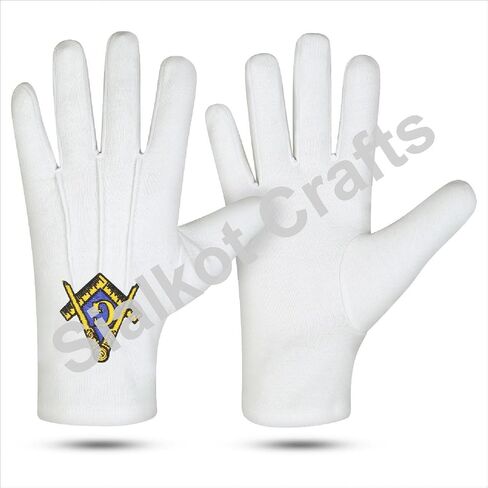 Premium Breathable Masonic Regalia pair of gloves – 100% Cotton White Gloves pair with Square & Compass “G" Embroidered Logo – Official Authentic Freemason Gloves pair in Saudi Arabia