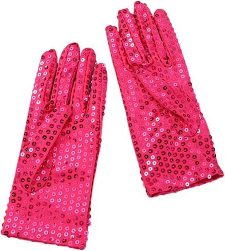 Silver Sequin Glove Women Cosplay Nylon Glove Dress Up Glove Dance Short Sparkly Glove Costume Glove for Adult Girl Women in Saudi Arabia