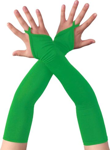 Aniler Women's Spandex Costume Long Gloves 19" Length Halloween Party Rave Stretchy Fingerless Gloves in Kuwait