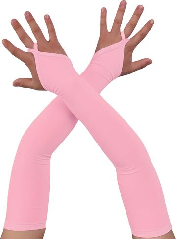 Aniler Women's Spandex Costume Long Gloves 19" Length Halloween Party Rave Stretchy Fingerless Gloves in Kuwait