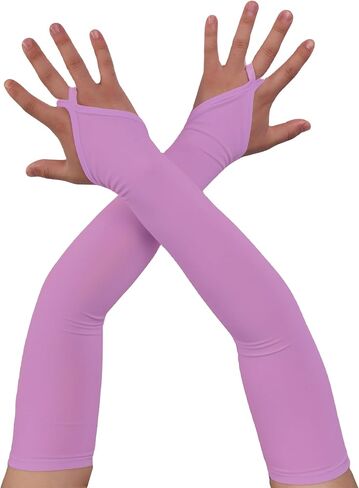 Aniler Women's Spandex Costume Long Gloves 19" Length Halloween Party Rave Stretchy Fingerless Gloves in Kuwait