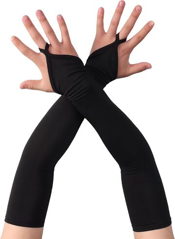 Aniler Women's Spandex Costume Long Gloves 19" Length Halloween Party Rave Stretchy Fingerless Gloves in Kuwait