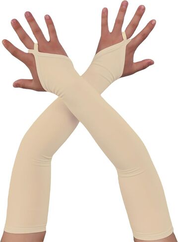 Aniler Women's Spandex Costume Long Gloves 19" Length Halloween Party Rave Stretchy Fingerless Gloves in Kuwait