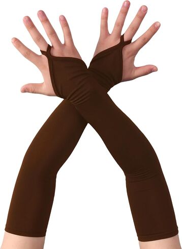 Aniler Women's Spandex Costume Long Gloves 19" Length Halloween Party Rave Stretchy Fingerless Gloves in Kuwait