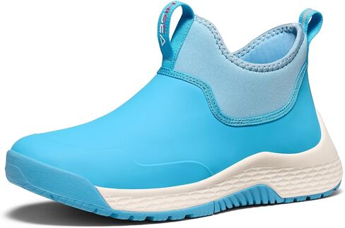 HISEA Women's Ankle Rain Boots, Waterproof Garden Shoes Chelsea Rain Booties, Slip-On Neoprene Working Mud Shoes, Lightweight Rubber Boots for Walking Yard Outdoors in Kuwait