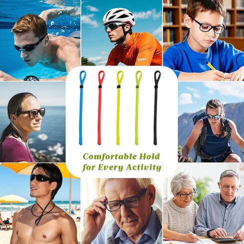 5-Pack Glasses Strap and Sunglasses Strap - Universal Eyeglass Lanyard Fit for Kids Men Women- Colorful Eyewear Retainer Cord for Reading, Safety, Sports & Sunglasses in Kuwait